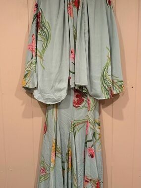 ASOS Light Blue Floral Maxi Dress with Pink & Yellow Blooms